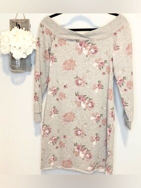 NWOT Floral Off The Shoulder Sweatshirt Dress